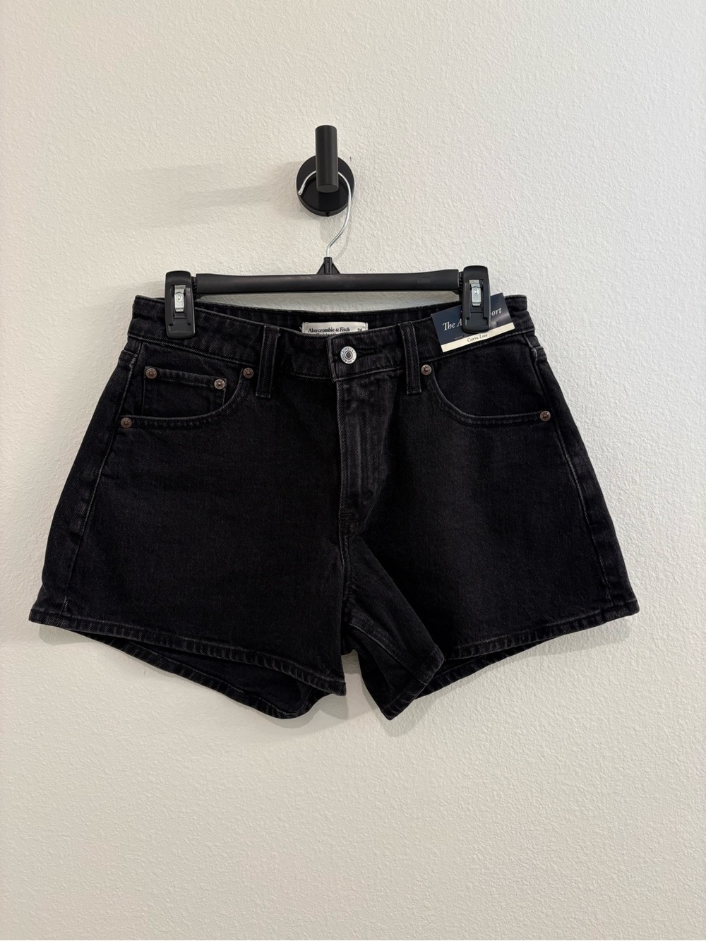 Abercrombie & Fitch Curve Love Black High-Rise Jean Shorts